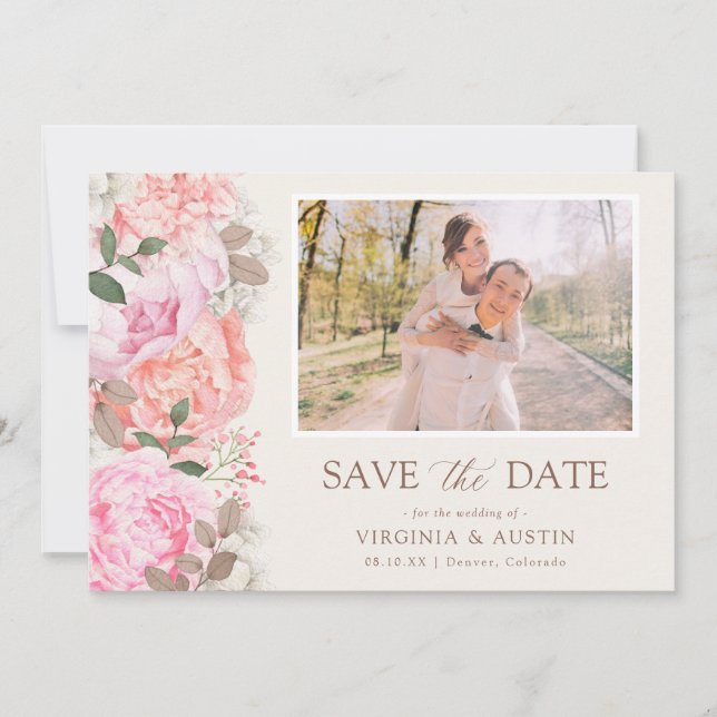 Save The Date Photo florale élégante (Devant)