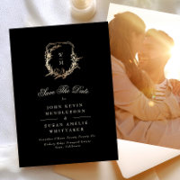 Photo Formelle Black & Cream Monogram Gold Crest