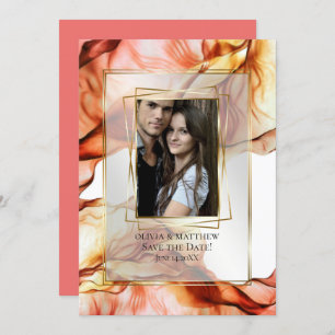 Save the Date   Photo Frame Autumn Abstract 3 Invitation