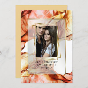 Save the Date Photo Frame Autumn Abstract 5 Invitation