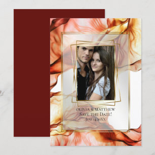Save the Date   Photo Frame Autumn Colours Abstrac Invitation