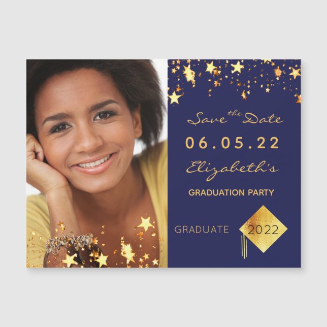 Save the Date photo graduation party blue 2025 (Front)