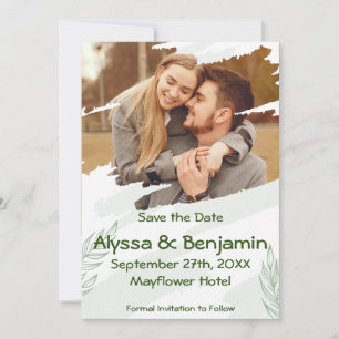 Save The Date Photo Green Torn