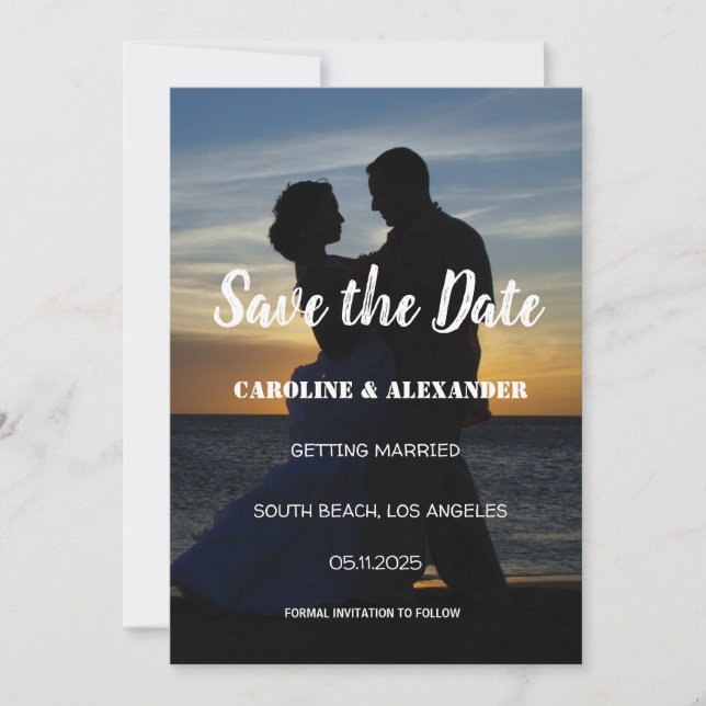 Save The Date Photo Happy Jamais Après Un Mariage Élégant (Devant)