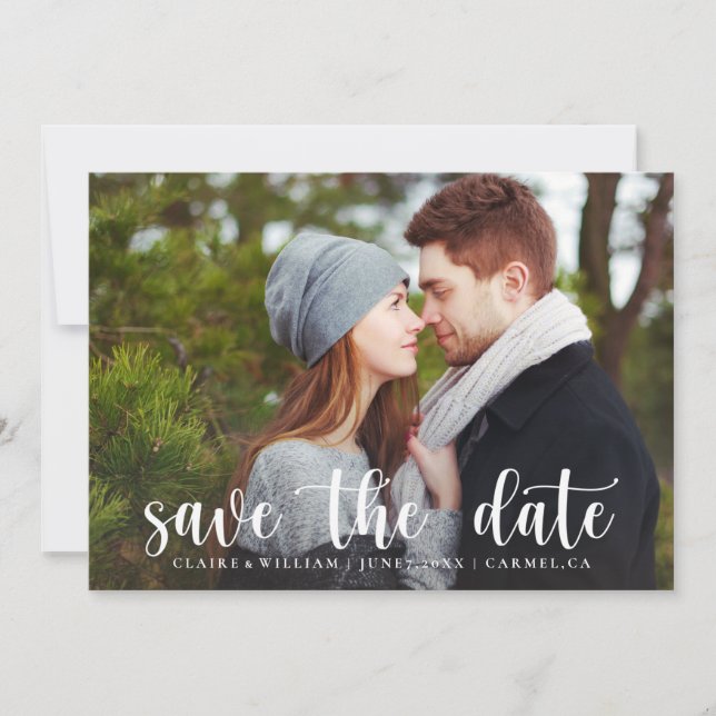 Save The Date Photo horizontale simple et élégante Enregistrer l (Devant)
