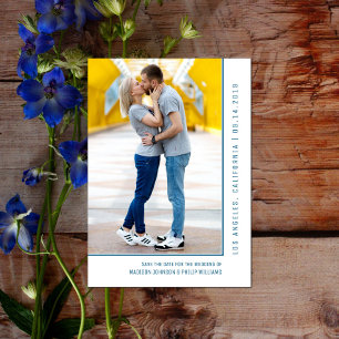 Save The Date Photo ligne simple Enregistrer la date Bleu