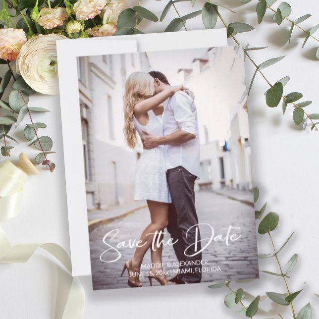 Save The Date Photo manuscrite Mariage moderne Fiançailles (Créateur téléchargé)