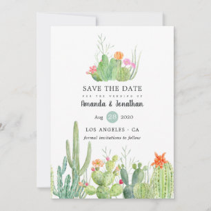 Save The Date Photo Mariage de Cactus aquarelle