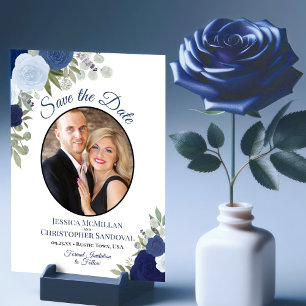 Save The Date Photo Mariage de la marine et de la flore bleue