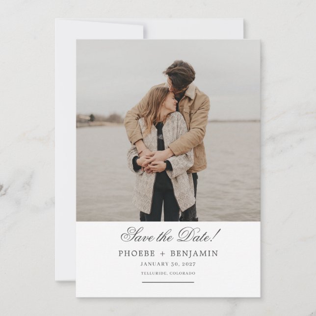 Save The Date Photo Mariage de script élégant (Devant)