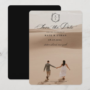 Save The Date Photo Mariage du monogramme de la crête botanique