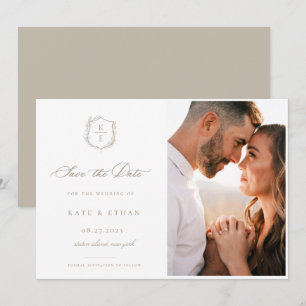 Save The Date Photo Mariage du monogramme de la crête botanique