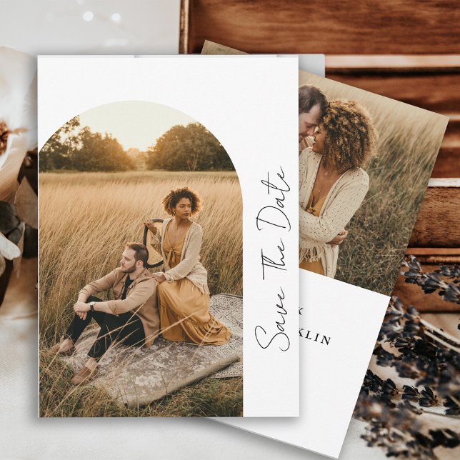 Save The Date Photo Mariage moderne Boho Frame (Créateur téléchargé)