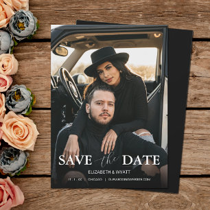 Save The Date Photo Mariage moderne en noir et blanc