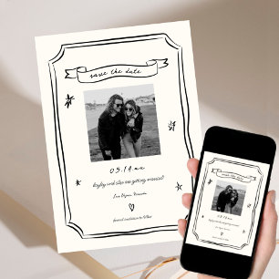 Save The Date Photo Mariage unique tirée à la main