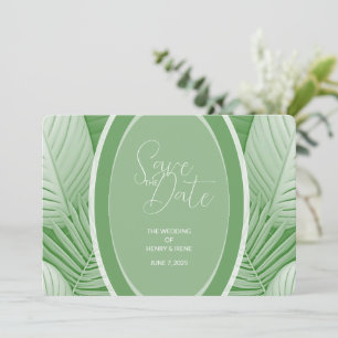 Save The Date Photo Mariage vert tropical Code QR Enregistrer la