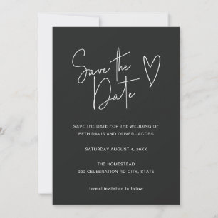 Save The Date Photo minimal noir blanc moderne Enregistrer la da
