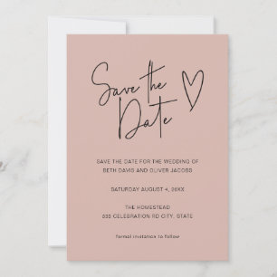 Save The Date Photo minimal rose moderne noir Enregistrer la dat