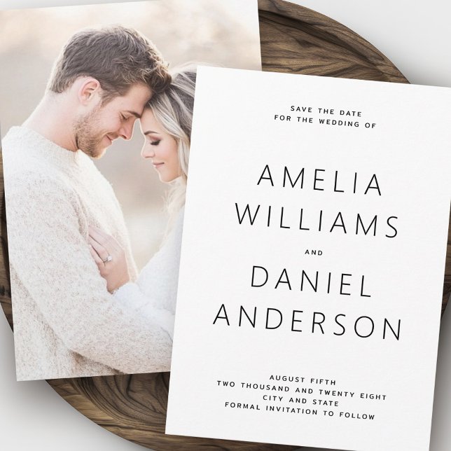 Save The Date Photo minimale moderne (Modern minimal full photo save the date)