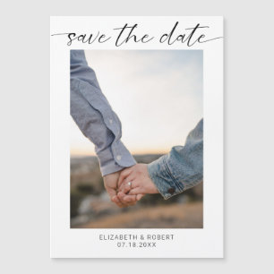 Save the Date Photo Minimalist Modern Script Magnetic Invitation