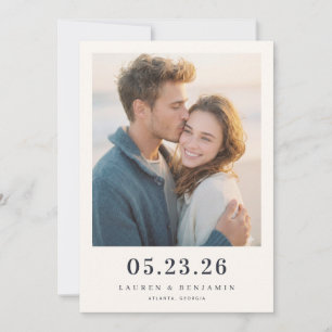 Save The Date Photo Minimaliste Beige Chaud