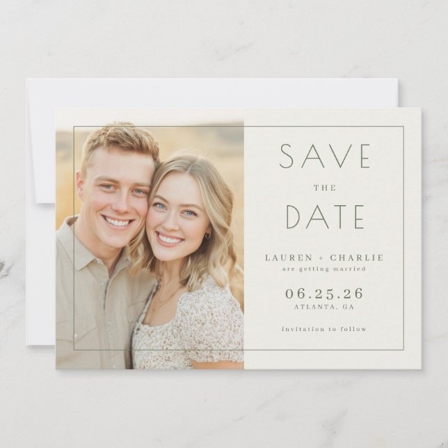 Save The Date Photo minimaliste beige joyeux (Devant)