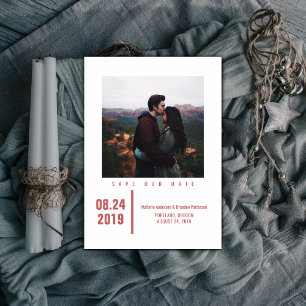 Save The Date Photo minimaliste chic Enregistrer la date   Rouge