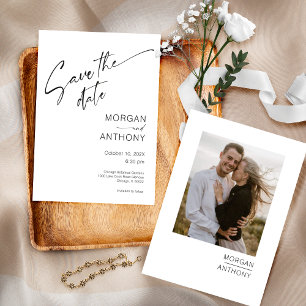 Save The Date Photo Minimaliste en noir blanc Enregistrer la dat