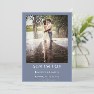 Save The Date Photo minimaliste moderne bleu poussiéreux 