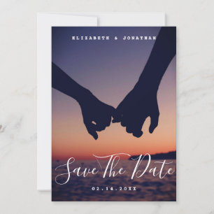 Save The Date Photo minimaliste moderne Boho Navy Mariage bleu
