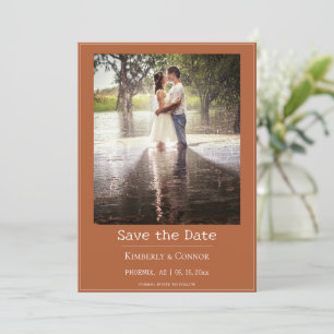 Save The Date Photo minimaliste moderne orange brûlé