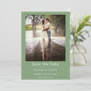 Save The Date Photo minimaliste moderne vert mousse