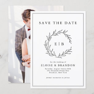 Save The Date Photo minimaliste noir et blanc Mariage moderne