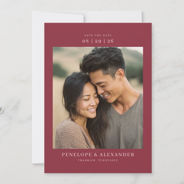 Save The Date Photo minimaliste romantique marron (Devant)