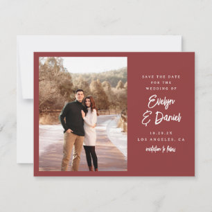 Save The Date Photo minimaliste rouge plat