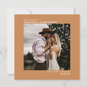 Save The Date Photo minimaliste simple Artsy Tan d'or Mariage