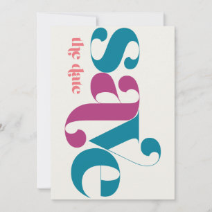 Save The Date Photo minimaliste Vintage Melon Turquoise Magenta