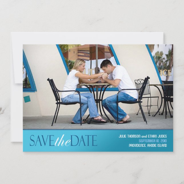 Save the Date Photo Modern Flat Card (Front)