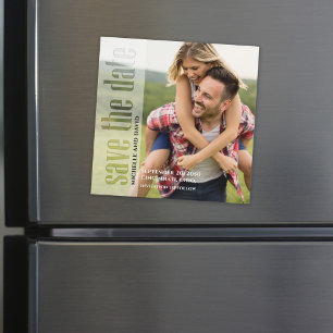 Save the Date Photo Modern Typography Magnetic Invitation