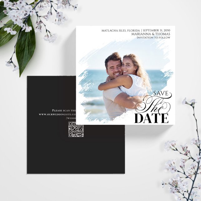 Save the Date Photo Modern Wedding Announcement (Wedding save the date photo square card.)