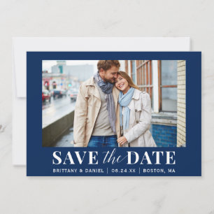 Save The Date Photo moderne bleu ou couleur de sélection