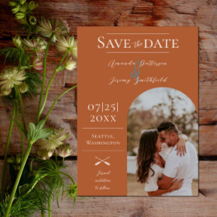 Save The Date Photo moderne Boho Arch   Orange brulé