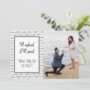 Save The Date Photo Moderne Drôle Il A Demandé Elle A Dit Fiança