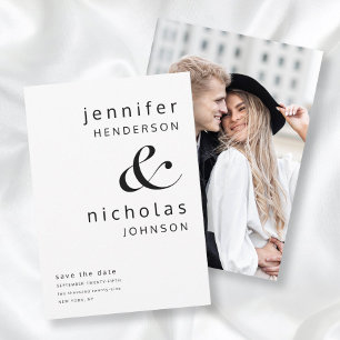 Save The Date Photo moderne d'une personnalité noire et blanche
