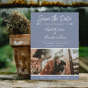 Save The Date Photo Moderne Enregistrer La Date   Dusty Blue