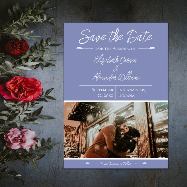 Save The Date Photo Moderne Enregistrer La Date | Périwinkle (Modern Photo Save the Date - Periwinkle)