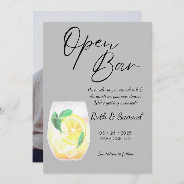 Save The Date Photo moderne Gray Funny (Devant / Derrière)