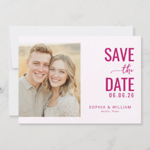 Save The Date Photo Moderne Magenta Joyeux