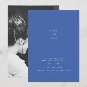 Save The Date Photo moderne minimaliste Mariage bleu français