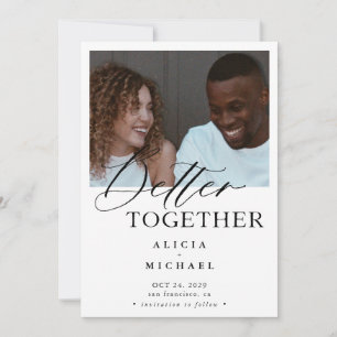 Save The Date Photo moderne noir script simple mariage